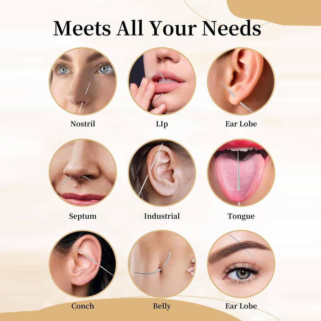 14/16/18G Titanový zakřivený zaváděcí kolík s kuželovým hrotem Nástroj Vnitřní závit Piercingový set Pro Tragus Helix Rty Nos Piercing Šperky