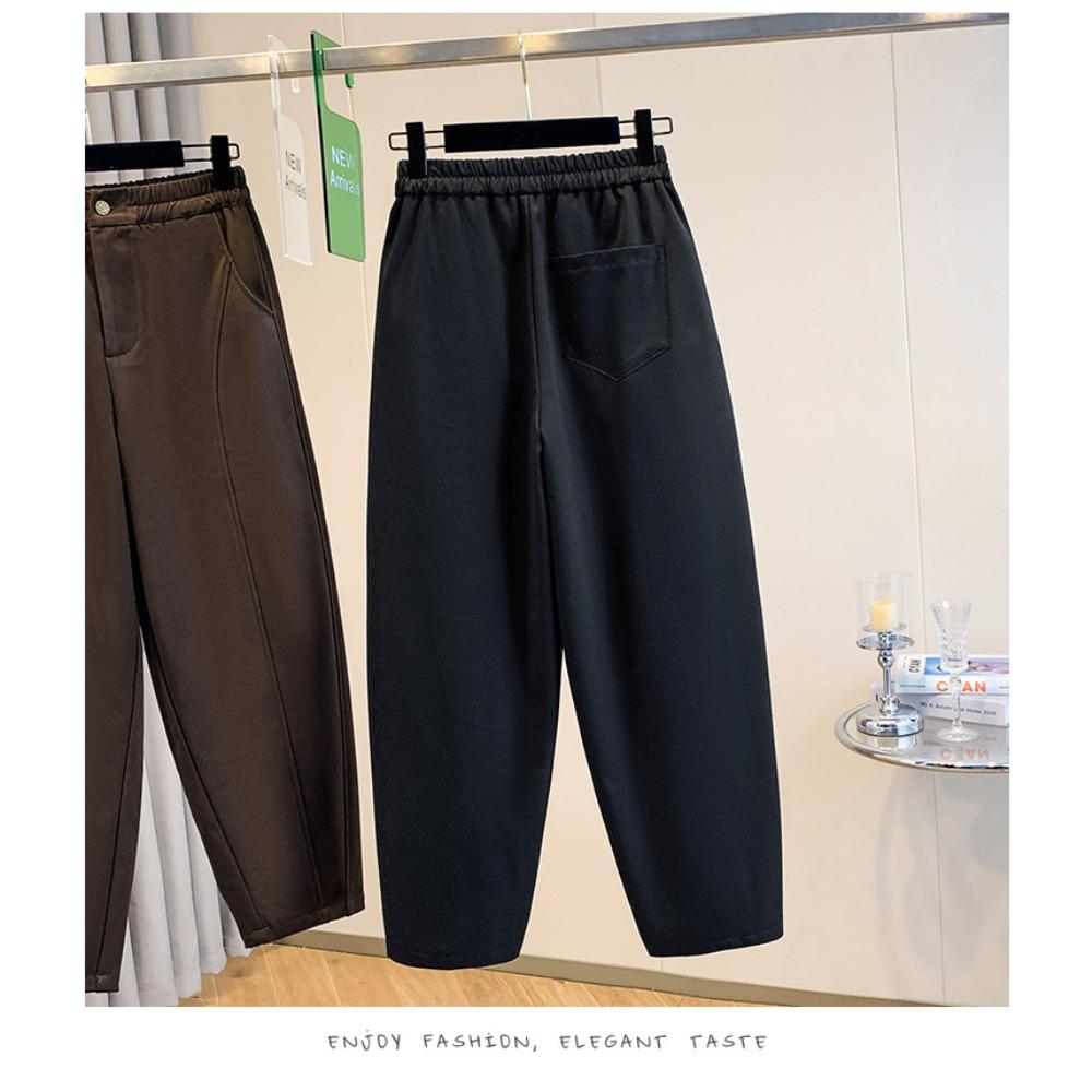 DIMANAF 2025 Autumn Winter Women Plus Size Pants Casual Lady Long Pants Thick Flocking Oversized Loose Bottoms