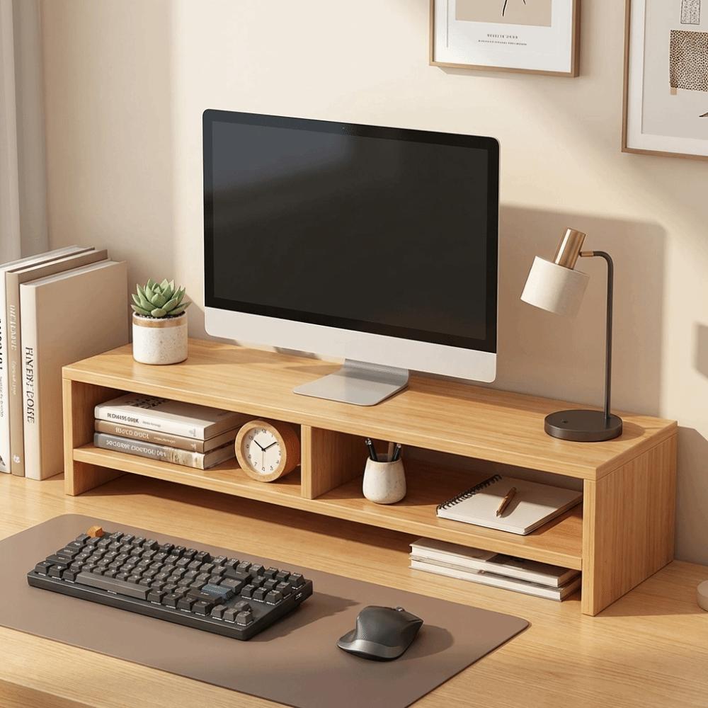 With Drawer Monitor Stand Riser Sturdy Structure Stable Support Desk Organizer Storage Rack Simple Design Storage Functions