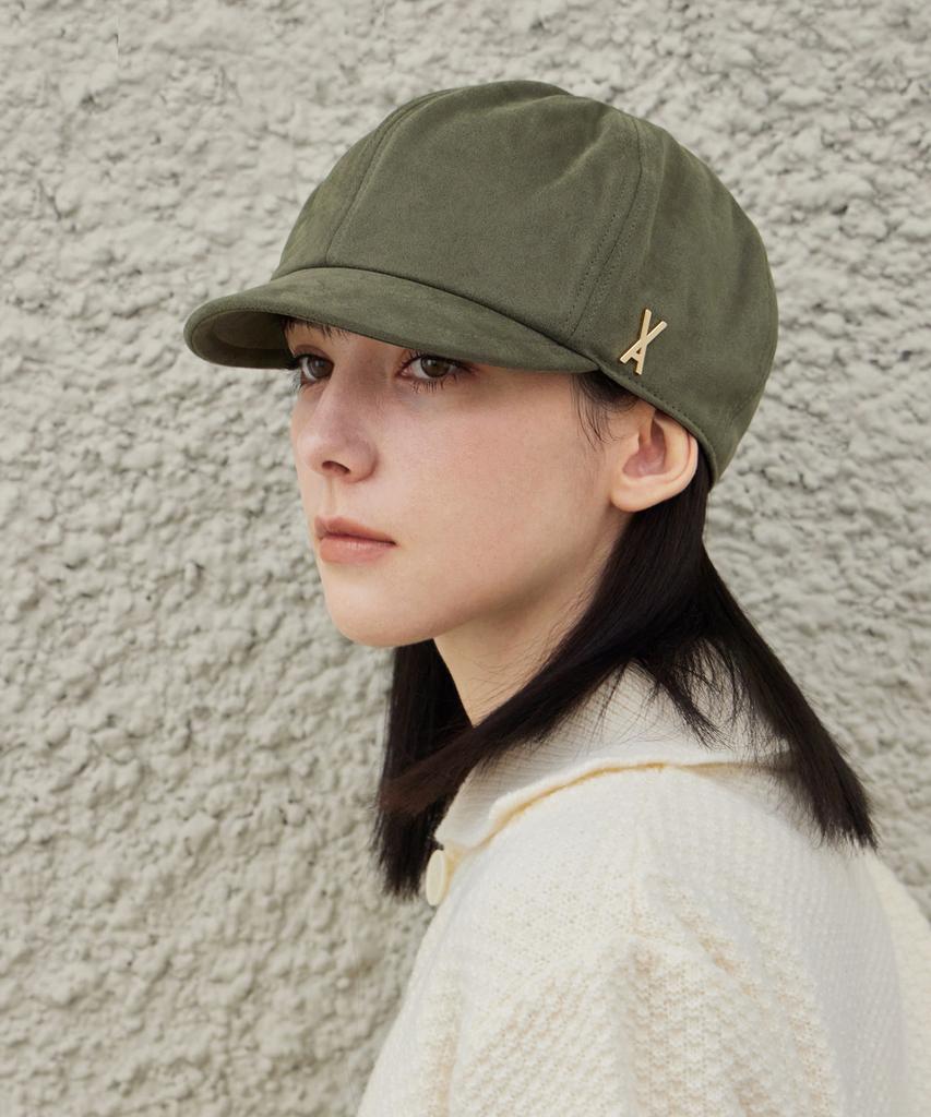 Bajal Va Studded Easy Fit Newsboy Cap Khaki
