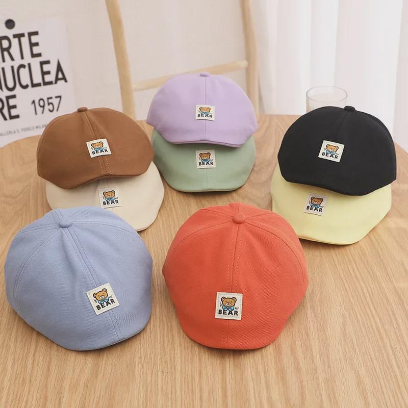 Benhui Baskenmütze mit Cartoon-Bär und Entenschnabel für Kinder im Alter von 1–3 Jahren – modische Mütze für Jungen und Mädchen