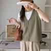 Korean Version Solid Pocket Knitted Vest Cardigan Women's Autumn Winter New Loose Fashion V-neck Sleeveless Sweater Vest