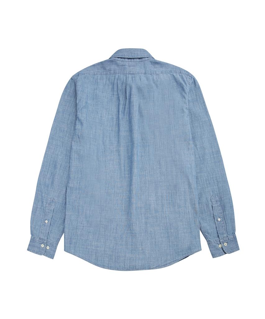BROOKS BROTHERS Cotton Chambray Sport Shirt (Light Indigo) (Bbthmm2533Nfs)
