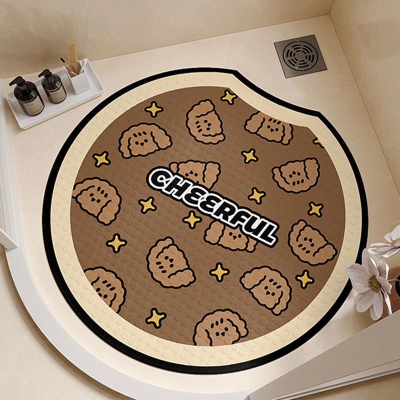 

Cartoon Cartoon Bathroom Suction Cup Anti-slip Mat Bath Room Foot Mat Toilet Shower Room Elderly Anti-fall Carpet round notch 55 * 55cm