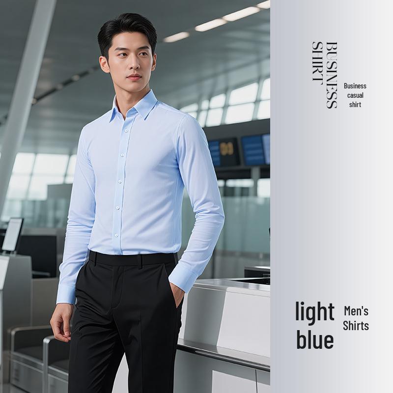 Unisex bügelfreies Baumwoll-Stretch Langarmhemd für professionelle Business-Kleidung