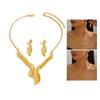 Elegant Hollow Out Leaf Design Alloy Necklace And Earrings Set Hollow Metal Leaf Jewelry For Formal Event Daily Wear