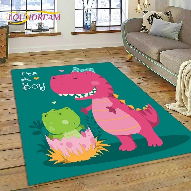 3D Cute Dino Cartoon Dinosaur Space Carpet Rug for Bedroom Living Room Home Sofa Decoration,Children Game Large Decor Floor Mat