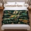Dinosaur Theme Soft Blanket Personalized Custom Name Text Print Warm Blanket Home Sofa Bedroom Decor