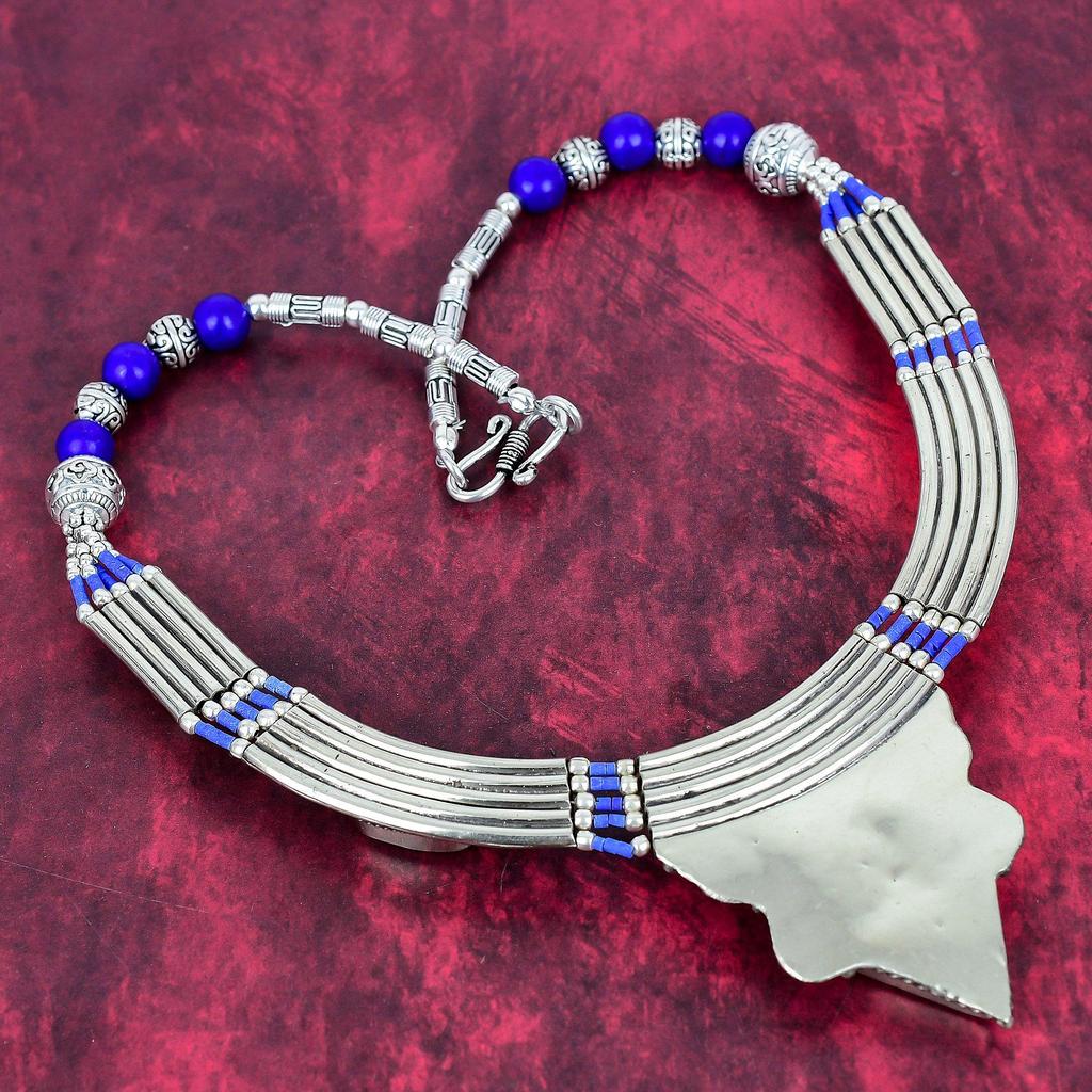 Lapis Lazuli Necklace Handmade Nepali Jewelry, 925 Solid Sterling Silver Necklace Designer Gemstone Jewelry Necklace Gift For Mom