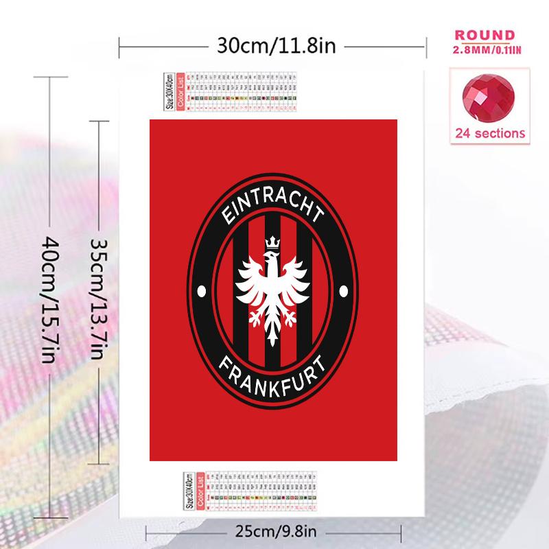 Eintracht Frankfurt FC Pattern  3pcs 100% Round Full Drill 5D DIY Diamond Painting Embroidery Cross Stitch Rhinestone Décor