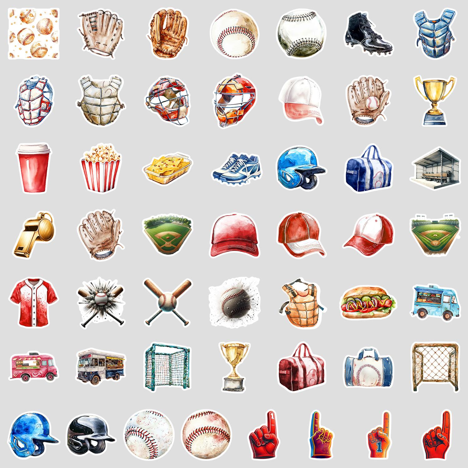 

50 Sports Baseball Graffiti Stickers Creative Baseball Stickers Water Cup Computer Skateboard Waterproof Decorative Stickers