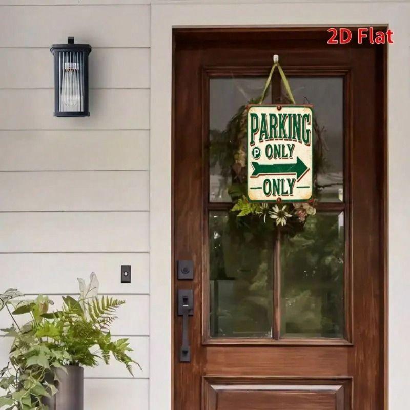 Metal Sign Vintage Parking Only with Green Arrow Retro Tin Poster for Wall Garage Decor 12x8 Inch