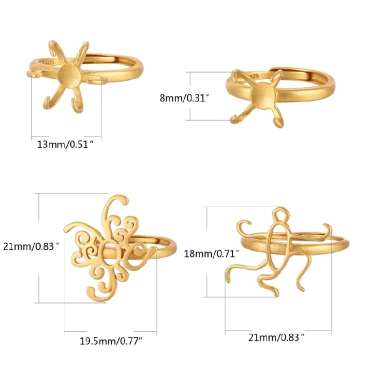 Women Opening Blank Rings Base Bracket Tray DIY Setting Jewelry Findings Making