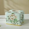 Creative Painted Floral Bird Ceramic Toothbrush Holder Artistic Three-hole Couple Toothbrush Holder Bathroom Toothpaste Storage