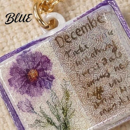 Stylish Women Necklace Birth Flower Necklace Floral Book Pendant January