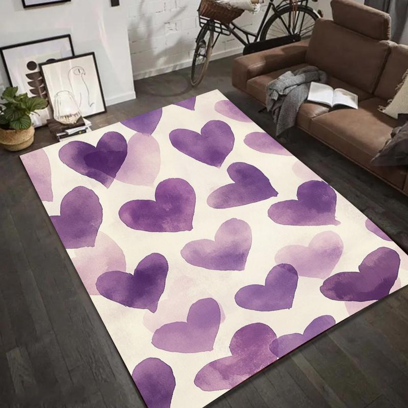 Modern Star Heart Print Rug for Living Room Sofa Bedroom Floor Non-Slip Cozy Home Decor Gift Valentine's Day Carpet