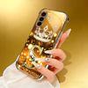 Funda de teléfono de cristal electrochapado con letra S de corona adecuada para Samsung Galaxy S26 S25 S24 S22 S21 S20 FE/Ultra/Plus anticaída