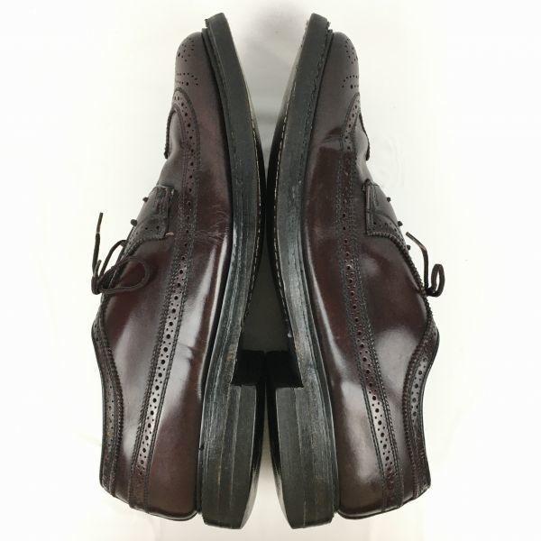 80. léta 90. léta Vintage USA Model obchodního domu Dlouhé křídlové Americké brogue Burgundská barva Velikost 10.5D 28.0(POUŽITÝ)
