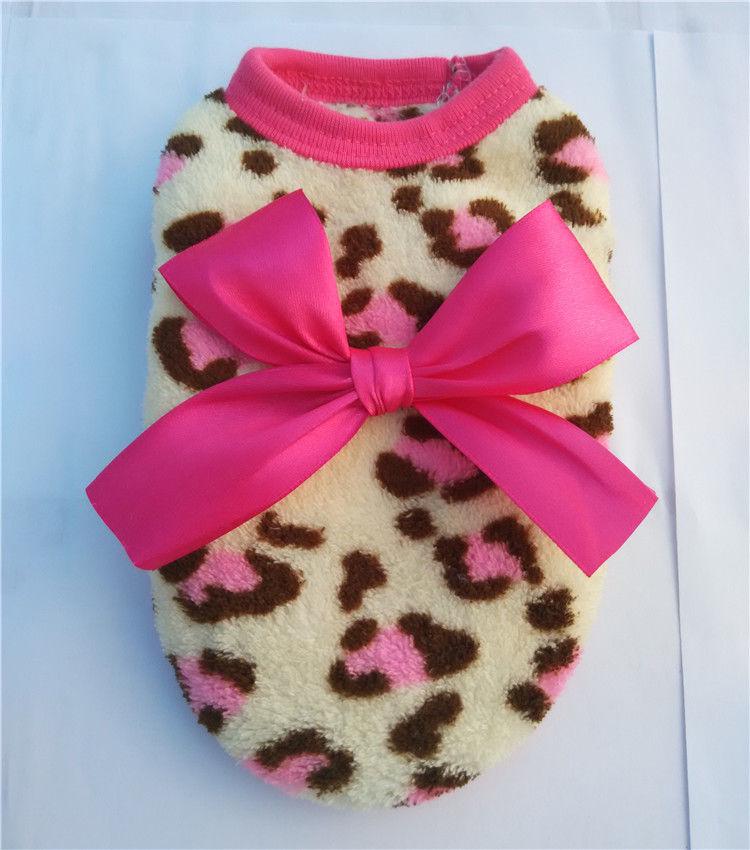 

Print Plush Leopard Pet Clothing Dog Costume Christmas Holiday Clothes Cute XS рожевий
