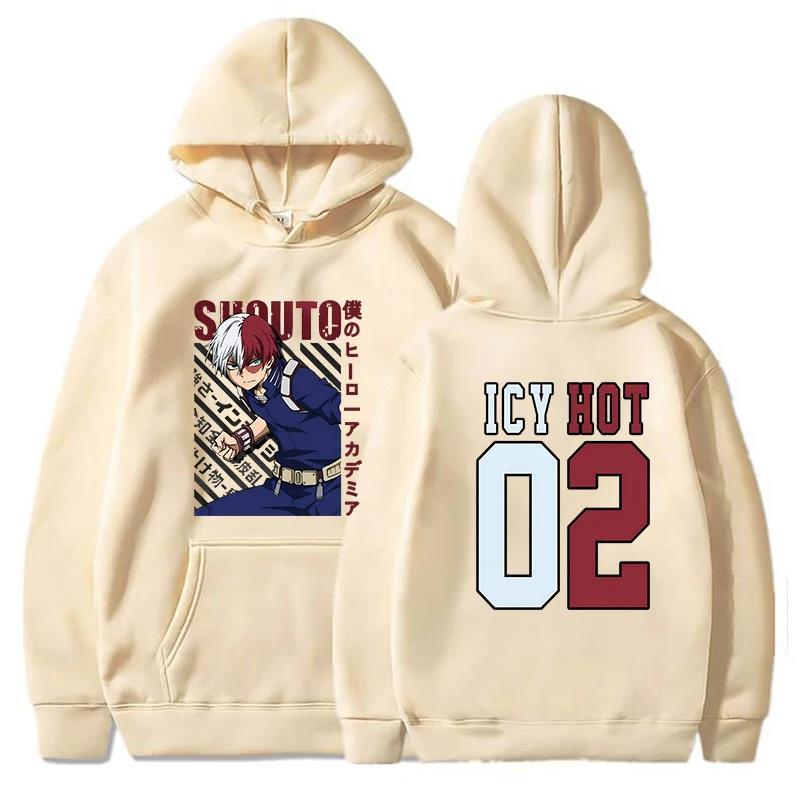 Japanese Animation Todoroki Shoto Print Fashion Sweatshirt Casual Unisex Autumn Winter Fleece Streetwear Tops Sudaderas