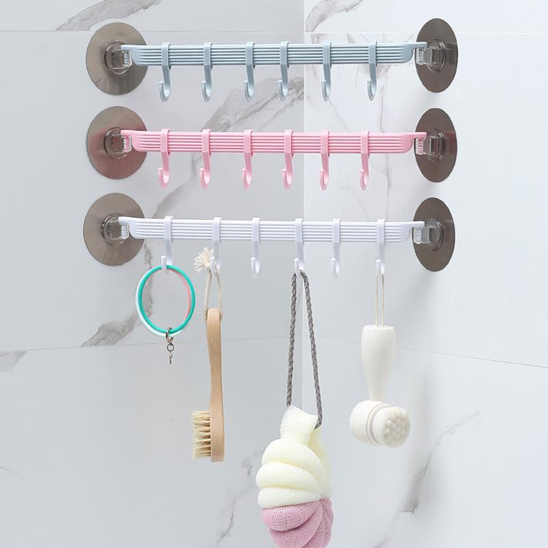 Organizer Haak Plastic Badkamer Zuignap Vacuüm Frame Handdoek Dubbel Verstelbaar Muur Gereedschap Planken Flexibel Kast Houder Hanger