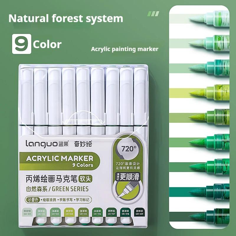 LANGUO 60Colors/box Direct Liquid Acrylic Paint Marker Pens Set Brush Color Marker Pen for DIY Painting Drawing Ceramic Glass