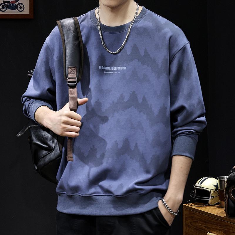 Herrtröja med gradienttryck 2025: Tungviktslångärmad, Trendig Plus Size - Vår/Höststil