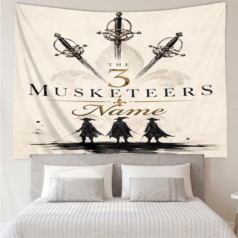Custom Name The Three Musketeers Print Tapestry, Backdrop, Easy Setup, Ideal for Bedroom, Office & Living Room, with Aesthetic Wall Hanging Decor.