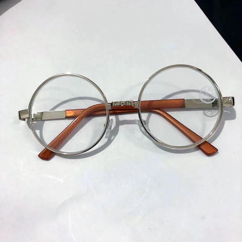 

Round Glass Sunglasses Eye Care Flat Glasses Uv400 Soft Nose Pads Metal Eyeglass Frame Neutral Protective Goggles