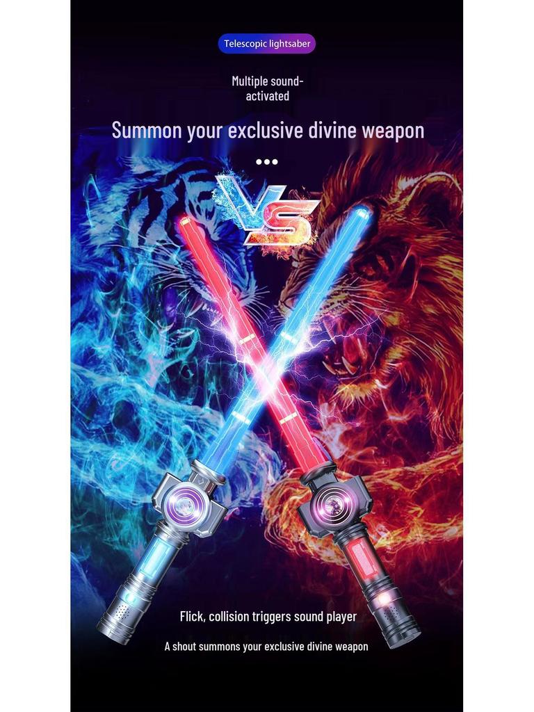 Telescopic Glowing Lightsaber Toy - Mythical Beast Design for Kids