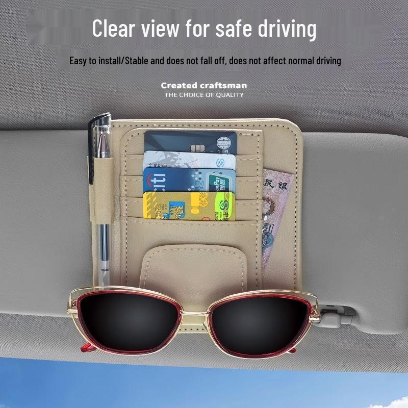 Multi-function Car Visor Organizer with Glasses Clip & Document Storage