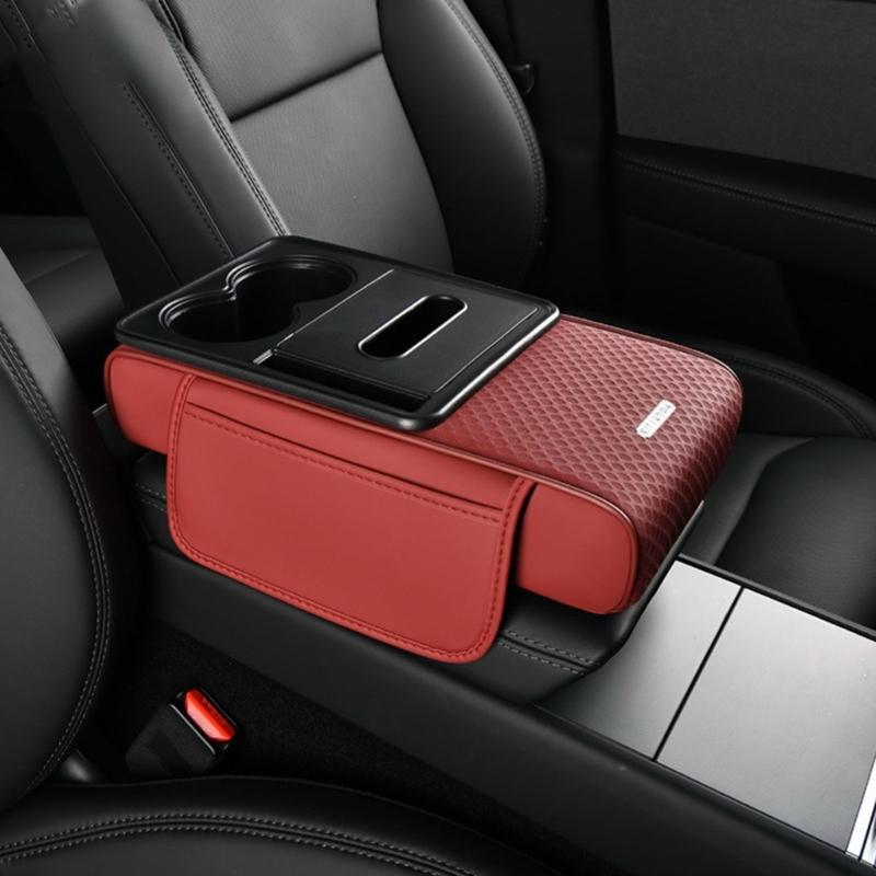 Car Armrest Cover Featuring Installation Elastic Straps No Removal Needed for Secure Fit in Vehicles