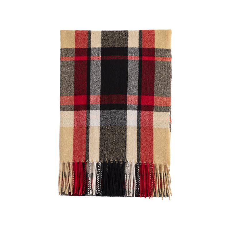 Ethnic Style Mid length Scarf Thickened Autumn and Winter All Match Warm Scarf Couple Student Plaid Imitation Cashmere Scarf