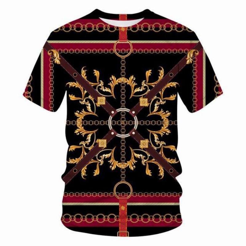 Módní tričko s krátkým rukávem s retro vzorem a 3D digitálním potiskem pro muže ženy tričko