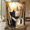 Kittens Among Purple Flowers Theme blanket Lightweight Warm Flannel Blanket Decorative Throw Blanket for Home Decoration