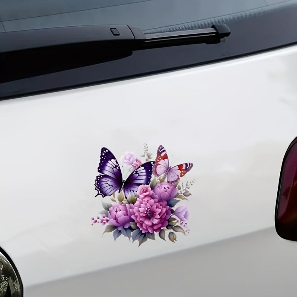 1 ks Barevné Motýl Květina Auto Samolepky Voděodolné Auto Nárazník Okno Sluneční Clona Vinylové Samolepky Krytí Škrábanců Vtipná Ozdoba