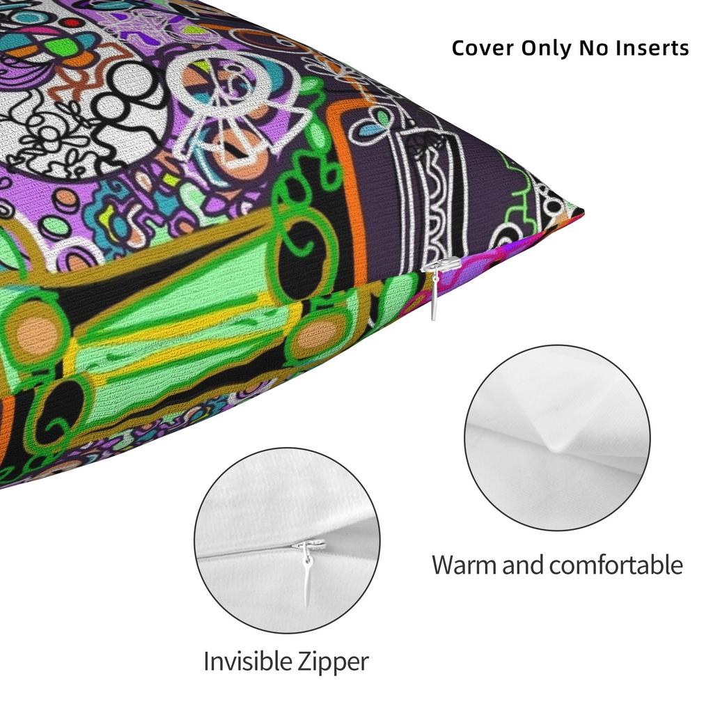 Psychedelic Graffiti Let Life In It’S Knocking Pillow Case Funny Pillow Cover Custom Pillowcases For Office Car Home Decor