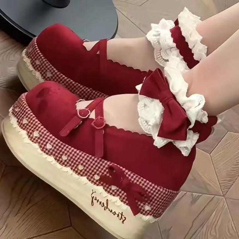 Lolita High Heels Height Increasing Thick Sole Lo Shoes for Women's 2026 New Cute Mary Jane Platform Shoes Pumps
