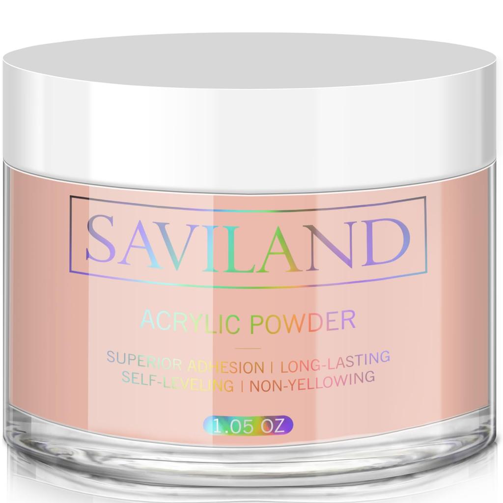 Saviland Nude Acrylic Powder - 30g Single Item, Professional Color Acrylic Nail Powder for Acrylic Nail Extensions, Lengthening Nails, 3D Nail Art