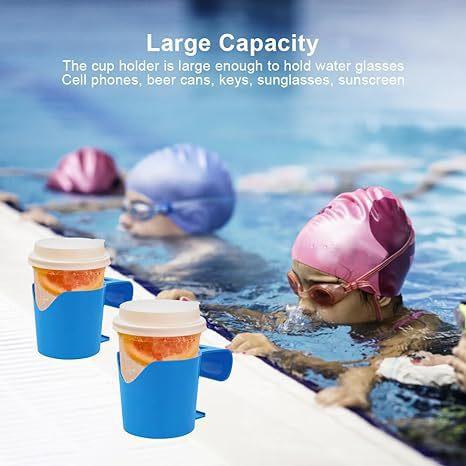 Blue Pool Cup Holder-Ground Clip for Pools or Smaller Round Top Rails-ground Pool Cup Holder,suitable for Water,beer and Phones