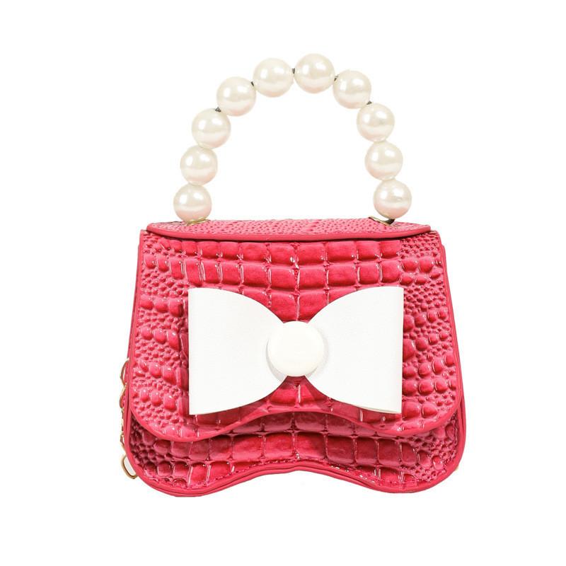 Stylish Mini Chain Crossbody Bag For Kids With Pearl Bow Knot Fashionable Design