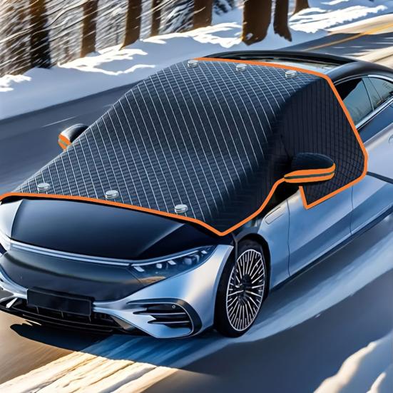 Magnetische Schneedecke für Autowindschutzscheibe 4-lagige Windschutzscheibenabdeckung Winter Schnee Eis Sonne Frostschutzabdeckung für die meisten Fahrzeuge SUV LKW