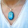 abradorite Gemstone Handmade 925 Sterling Silver Pendant, Natural Blue Shiny Fire Labradorite Jewelry Pendant Gift For Mother