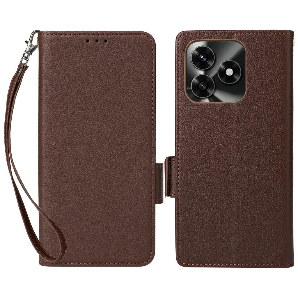 Leather Case for Honor X5c 4G/X5c Plus 4G/Play10A 4G Litchi Texture Wallet Phone Cover with Wrist Strap