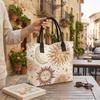 Boho Sun Moon Printed Canvas Tote Bag Casual Large Capacity Daily Shoulder Handbag