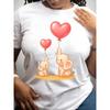 European Size Heart-loving Little Elephant Lady Short-sleeved, Casual Short-sleeved Round-neck Top for Spring and Summer