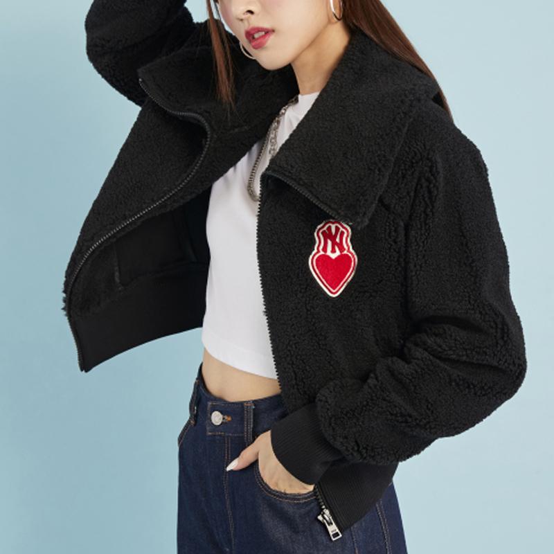 New MLB New York Yankees Cropped Coats Women's Black 3FFDH0126-50BKS