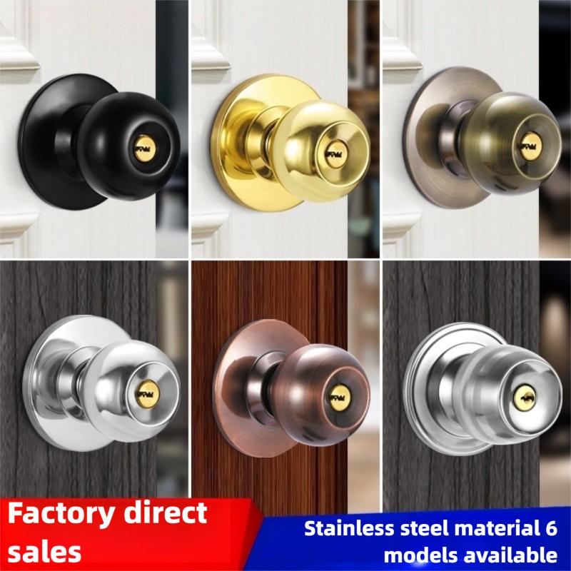 Stainless Steel round Ball Door Knobs Passage Entrance Lock Handle for Bedrooms Living Rooms Hardware Accessories