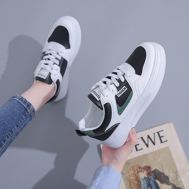 New Women's Shoes Casual Shoes Splicing Lace-up Little White Shoes Female Students Casual Breathable Sports Shoes