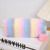 Gradient Color Plush Pencil Case - Cute Octagonal Design for Girls and Students